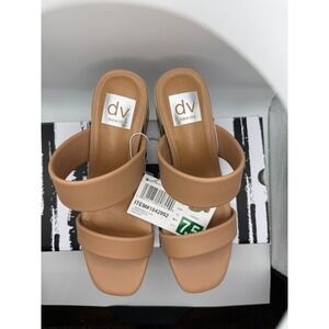 DV Dolce Vita Sharona Sandal Women's 7.5 Cafe Brown Block Heel Open Toe Slip On